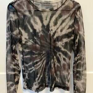 Sheer Tie-Dye Long Sleeve Top